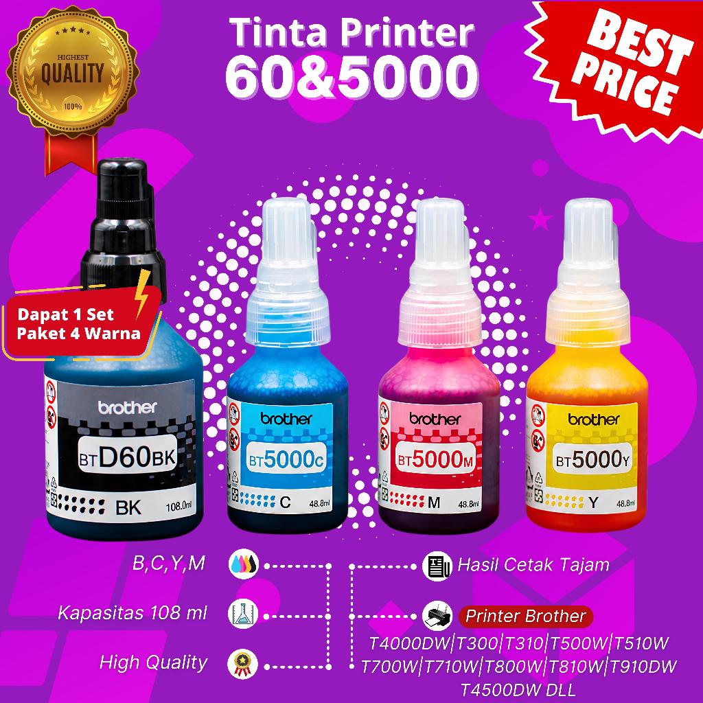 TINTA BROTHER BT5000 & BTD60BK 1 SET DCP-T300, DCP-T500W, DCP-T700W, MFC-T800W, DCP-T310, DCP-T510W,