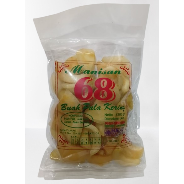Manisan Buah Pala Kupas Kering 68 Khas Lampung