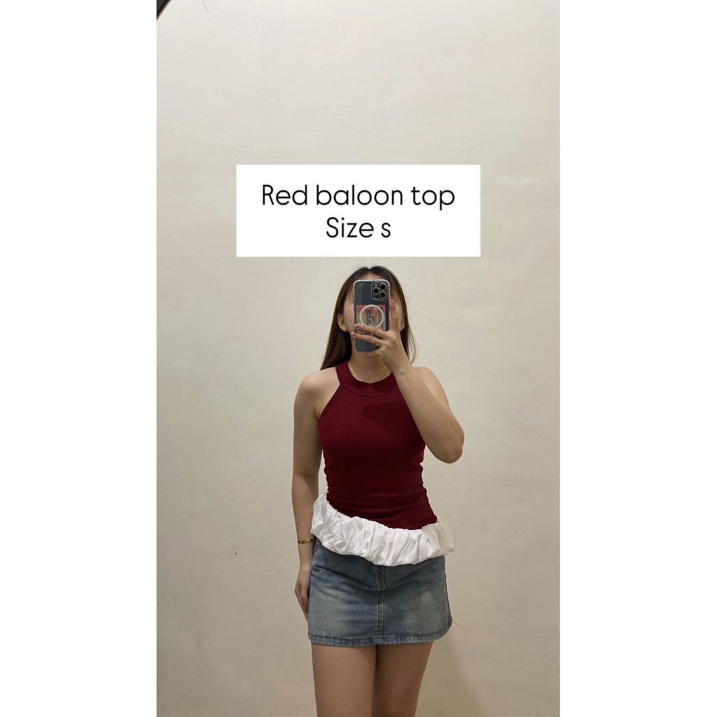 atasan tanktop balon merah maroon B1 HSE