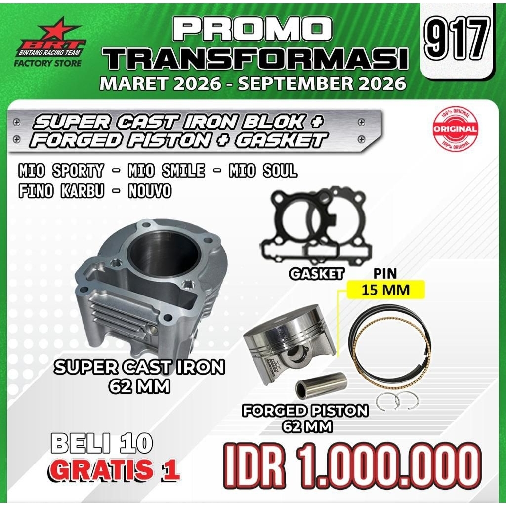 Blok set piston brt mio sporty 62mm mio fino nouvo mio smile original brt
