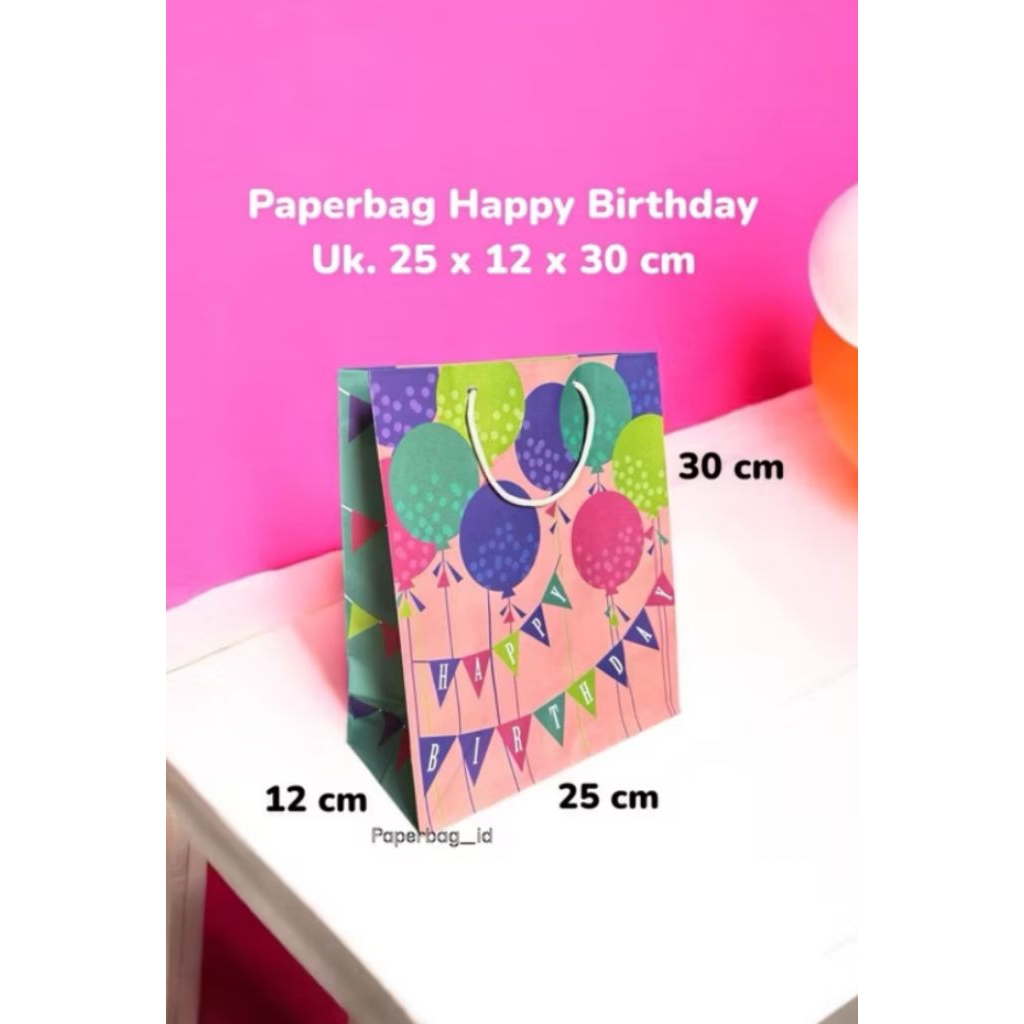 Paperbag  25x12x30 motif Happy birthday