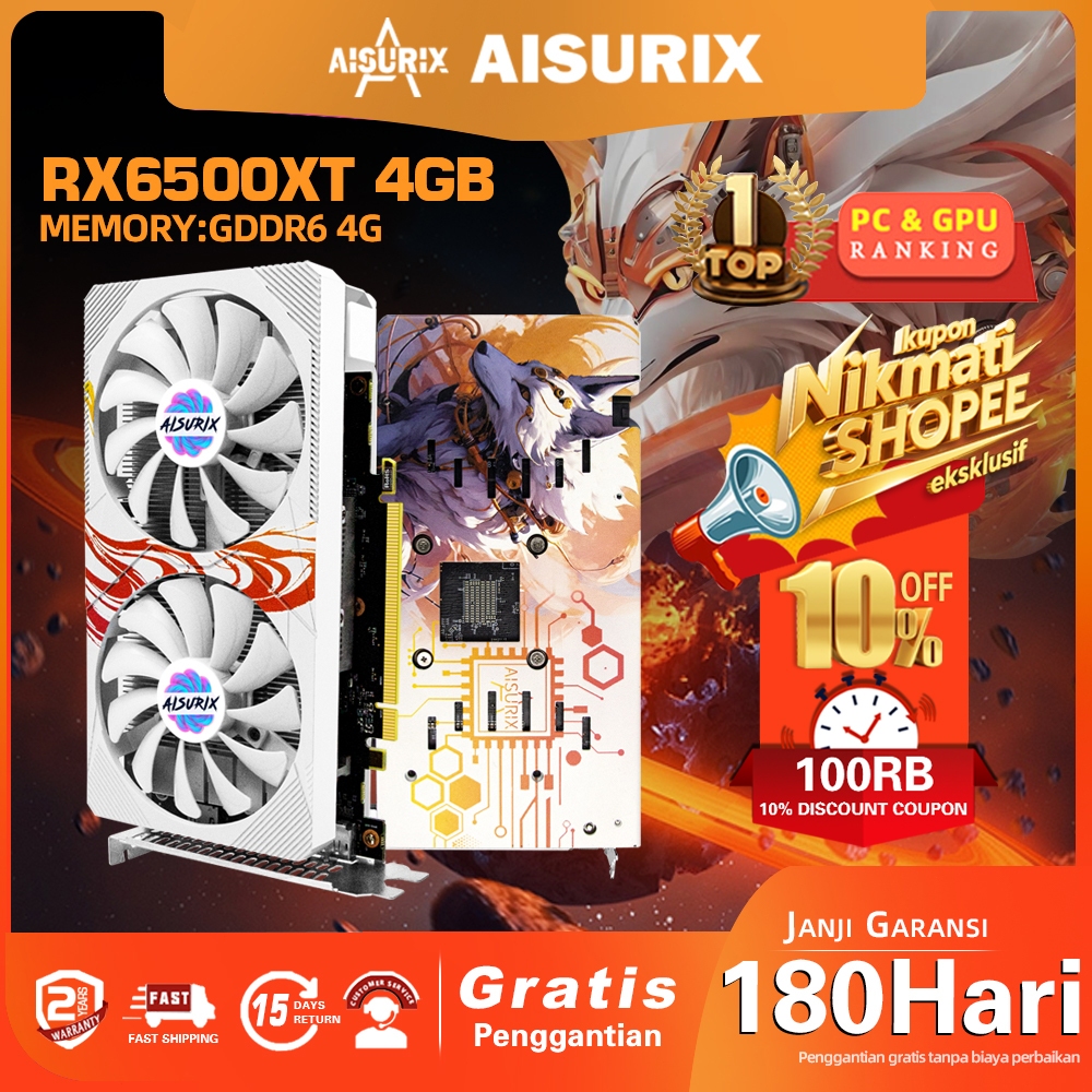 AISURIX AMD Radeon RX6500XT 4GB RX 5700XT 8GB RX 5500 8GB VGA CARD GDDR6 128BIT New Video Card for p