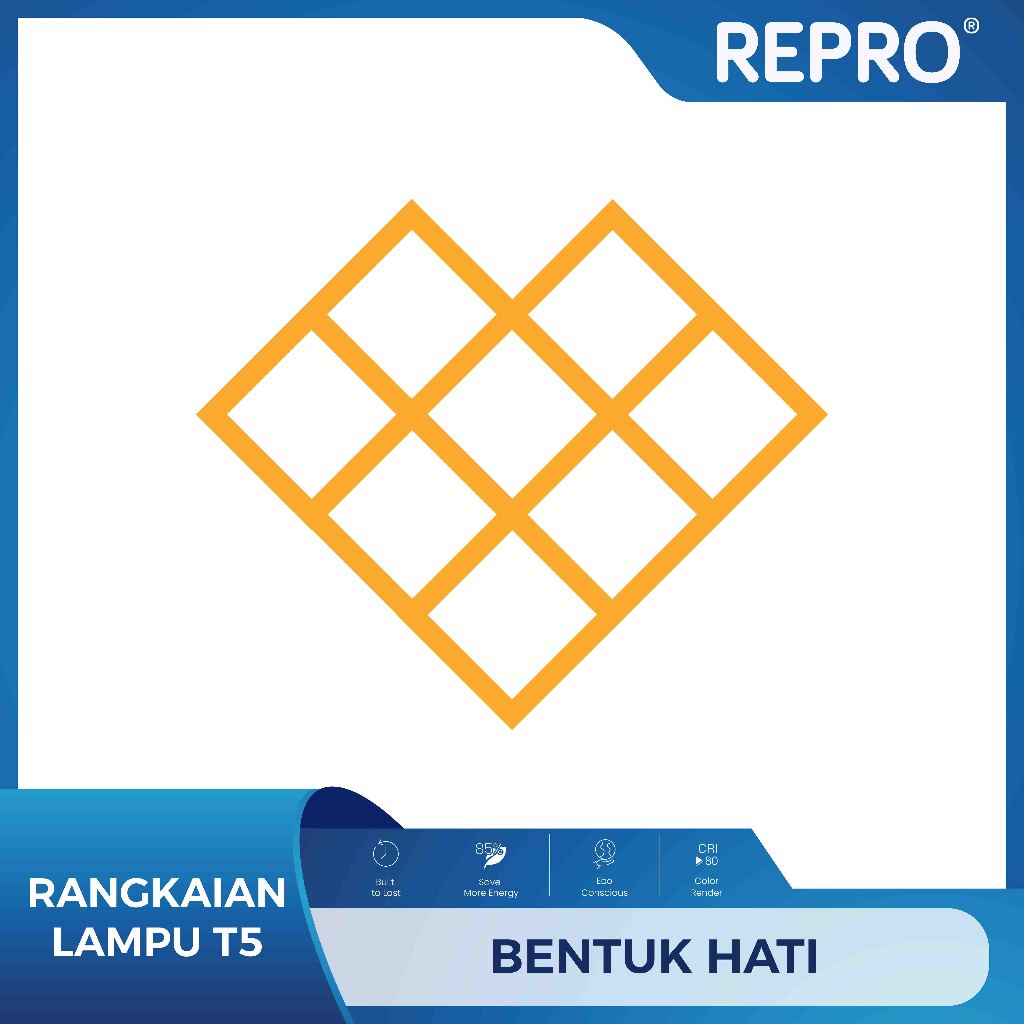 REPRO Rangkaian Lampu T5 LED Hati All in Connector Lampu Adaptor Kabel