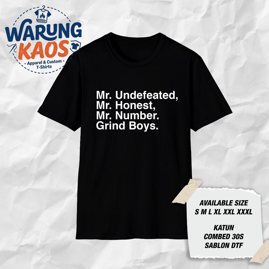 Baju Kaos Gofar Hilman Grind Boys - Baju Distro Pria Wanita Unisex Combed 30s Lengan Pendek Jumbo [W