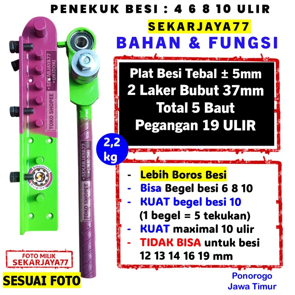 Penekuk Besi Beton Ukuran 4 6 8 10 ULIR Bekuk Besi 10 ulir Sekarjaya77 SJUa10