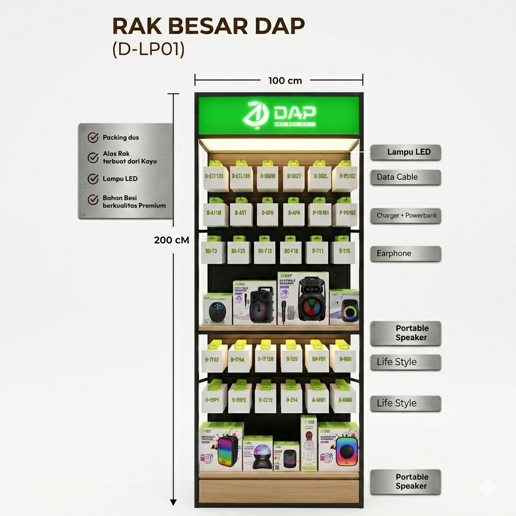 Rak Display Produk DAP Besar (D-LP01) - Rak Toko Besi & Kayu Rak Serbaguna