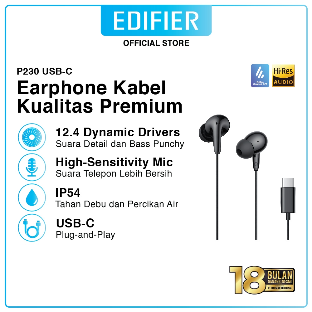 EDIFIER P230 USB-C Wired Earbuds with Remote & Mic