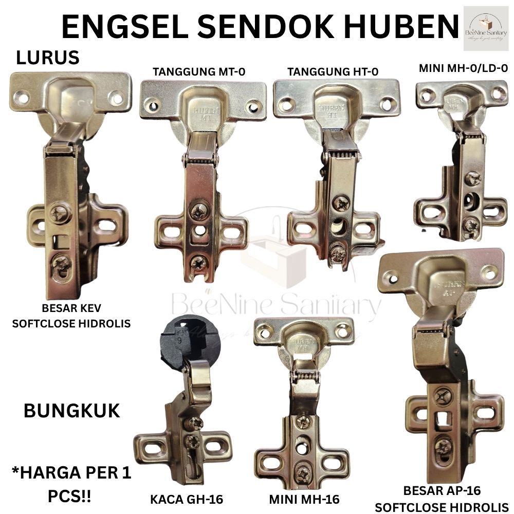 Engsel Sendok Lurus Pintu Lemari HUBEN KEV/ Engsel Sendok Bungkuk Almari Solfclose/ Engsel Sendok Ka