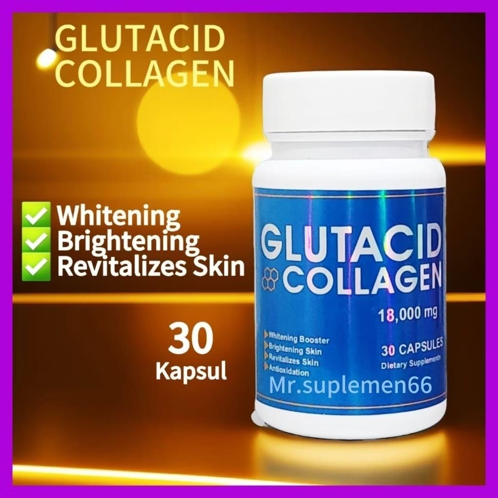 Glutacid Collagen Pemutih Badan 30 Kapsul Suplemen Whitening Glutathione Original