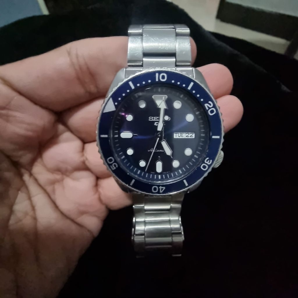 Jam Tangan Pria Saiko 5 Sports Automatic Blue Stainless - Jam Bekas Bagus Lengkap Original