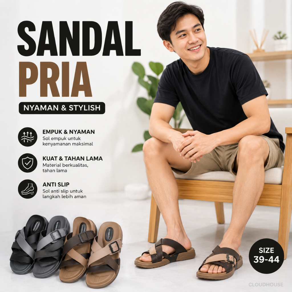 YUMEIDA Sandal Selop Yumeida Unisex model Terbaru Sandal Sepatu Karet Pria Dan Wanita Dewasa Anti Sl