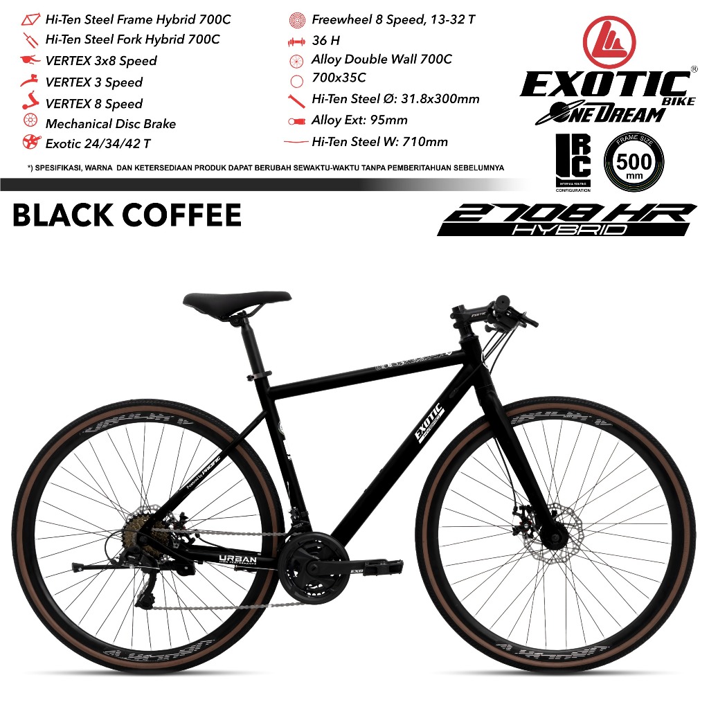 Sepeda Hybrid RoadBike Exotic ET 2708 HR Sepeda 700C Hybrid Exotic 2708 HR 3x8 Speed terbaru