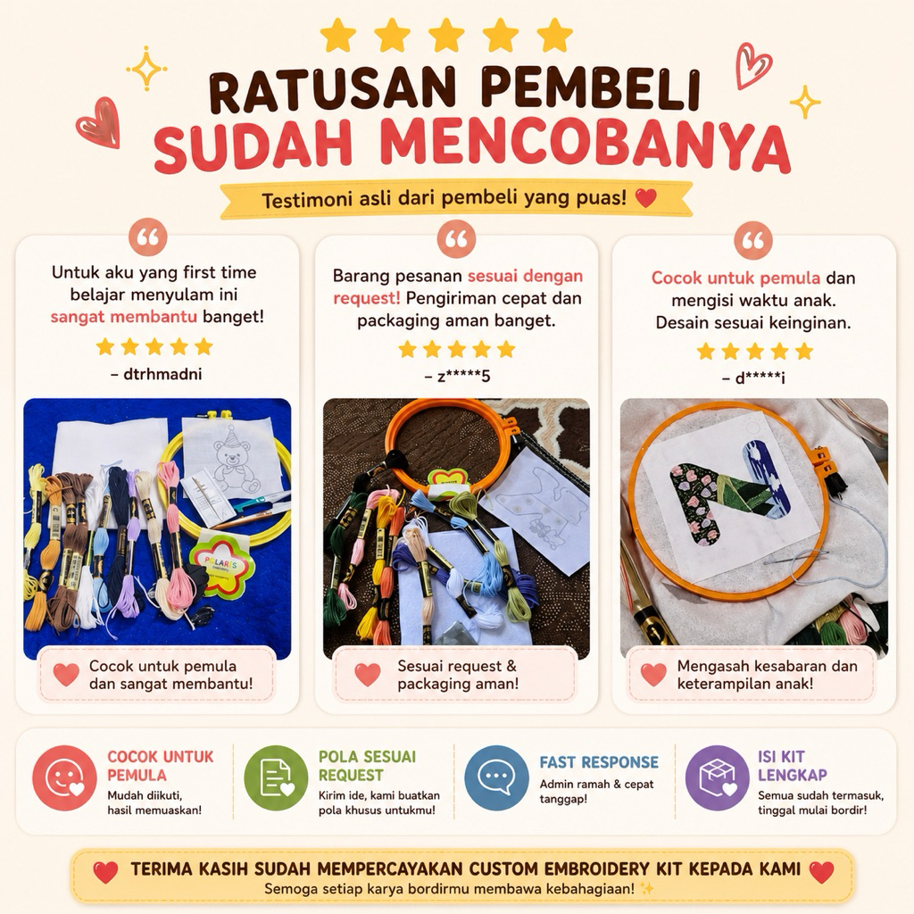 Kenanganpawon Embroidery Kit Patch Custom Patch Bordir Custom Patch Huruf Custom Patch Bordir Huruf