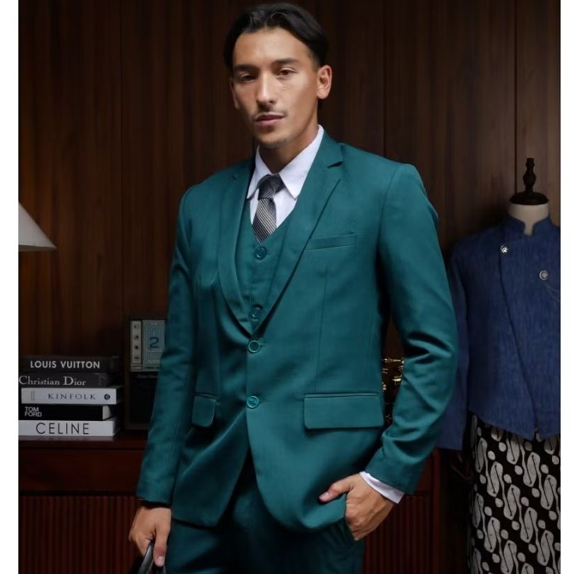 Mubeng - Elegant Jas Slimfit Hijau Botol (Free Cover Jas)