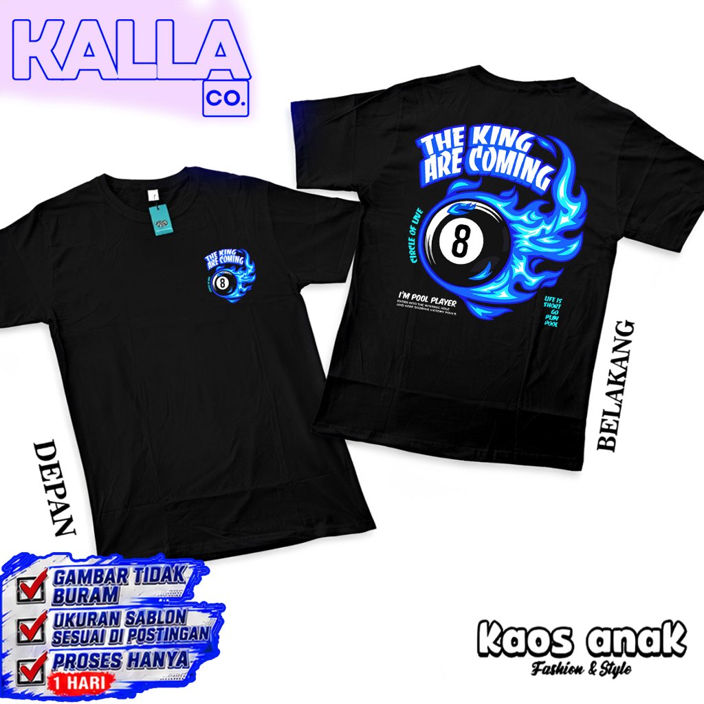 Kaos Anak Distro / Kaos T-Shirt Billiard / Kaos Sablon Billiard 100% Catton Premium