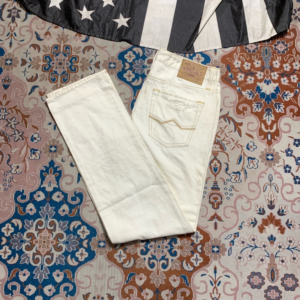 RIPPED WHITE JEANS WHO A.U REGULAR FIT