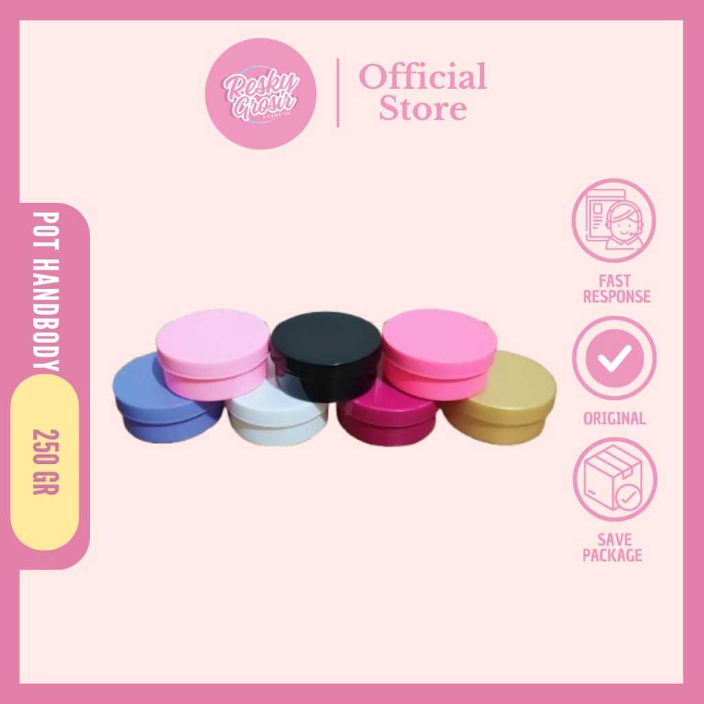 Pot Lulur 250 Gram | wadah Handbody Kosong 250 gr | wadah 250 gr | pot Pomade 250 gr Warna Putih, Pi
