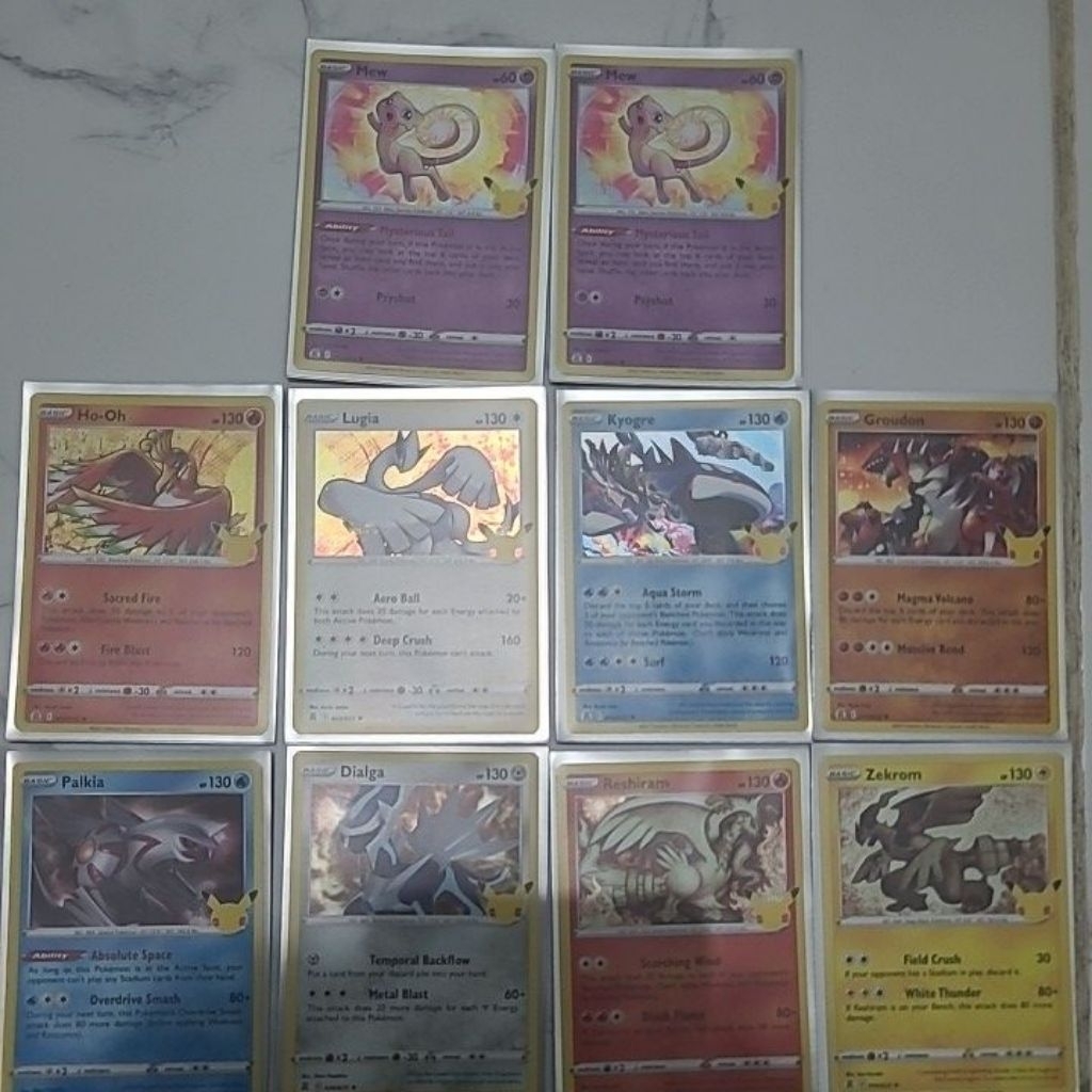 Mew Hooh Lugia Kyogre Groudon Dialga Palkia Zekrom Reshiram 25th Celebrations English Pokemon TCG