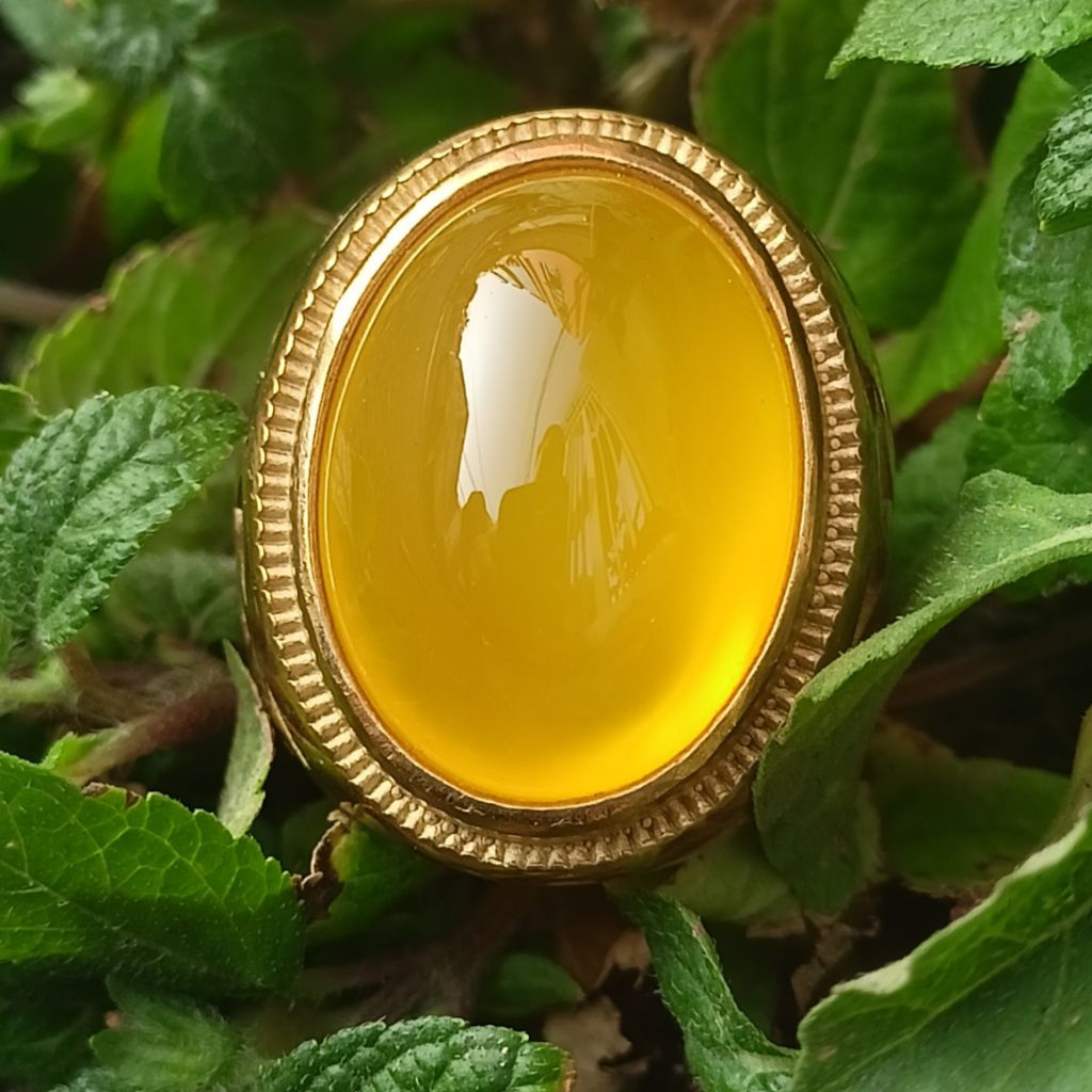 Cincin batu akik natural cempaka kuning kristal