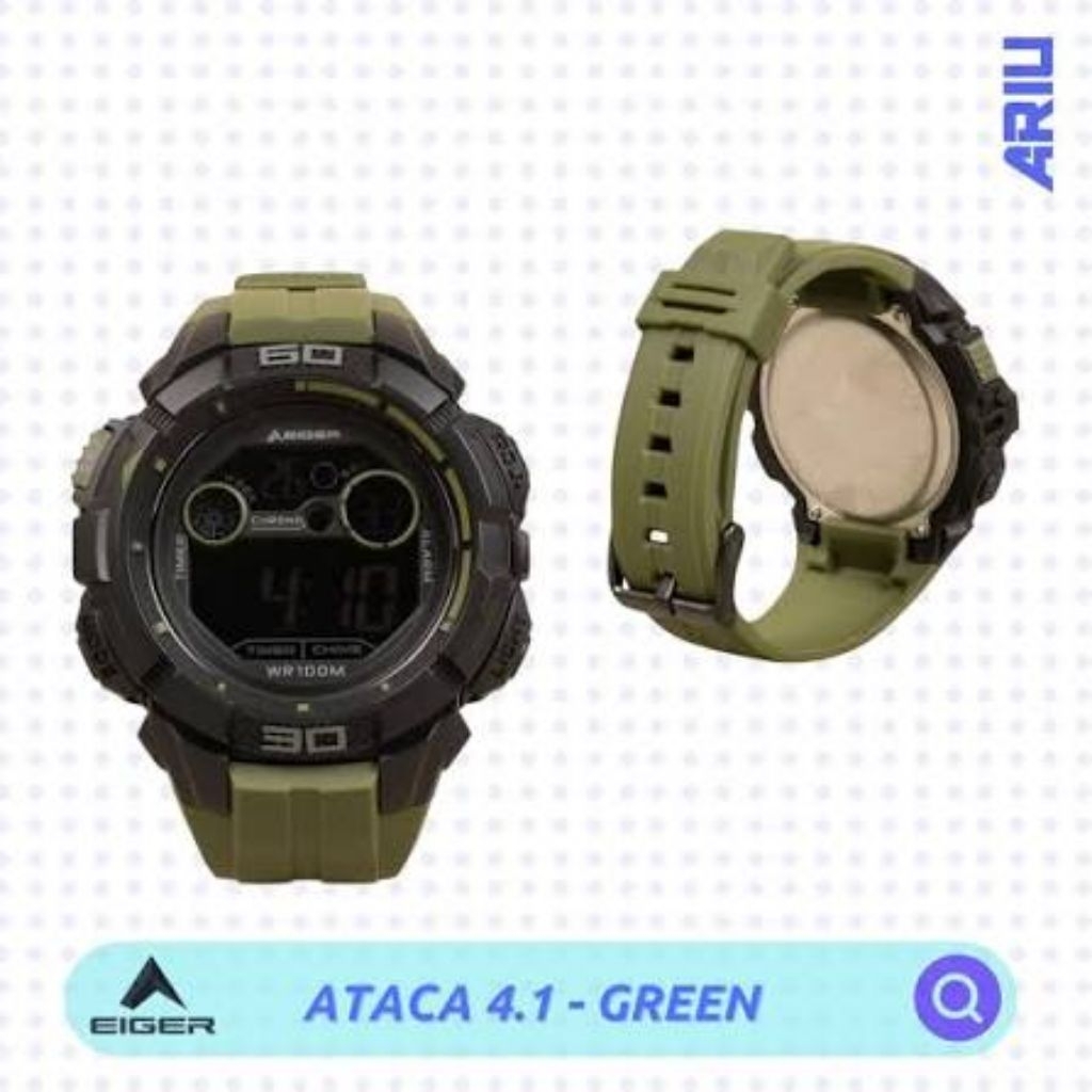 jam tangan outdoor eiger ataca 4.1 green black army second muluss kelengkapan jam aja