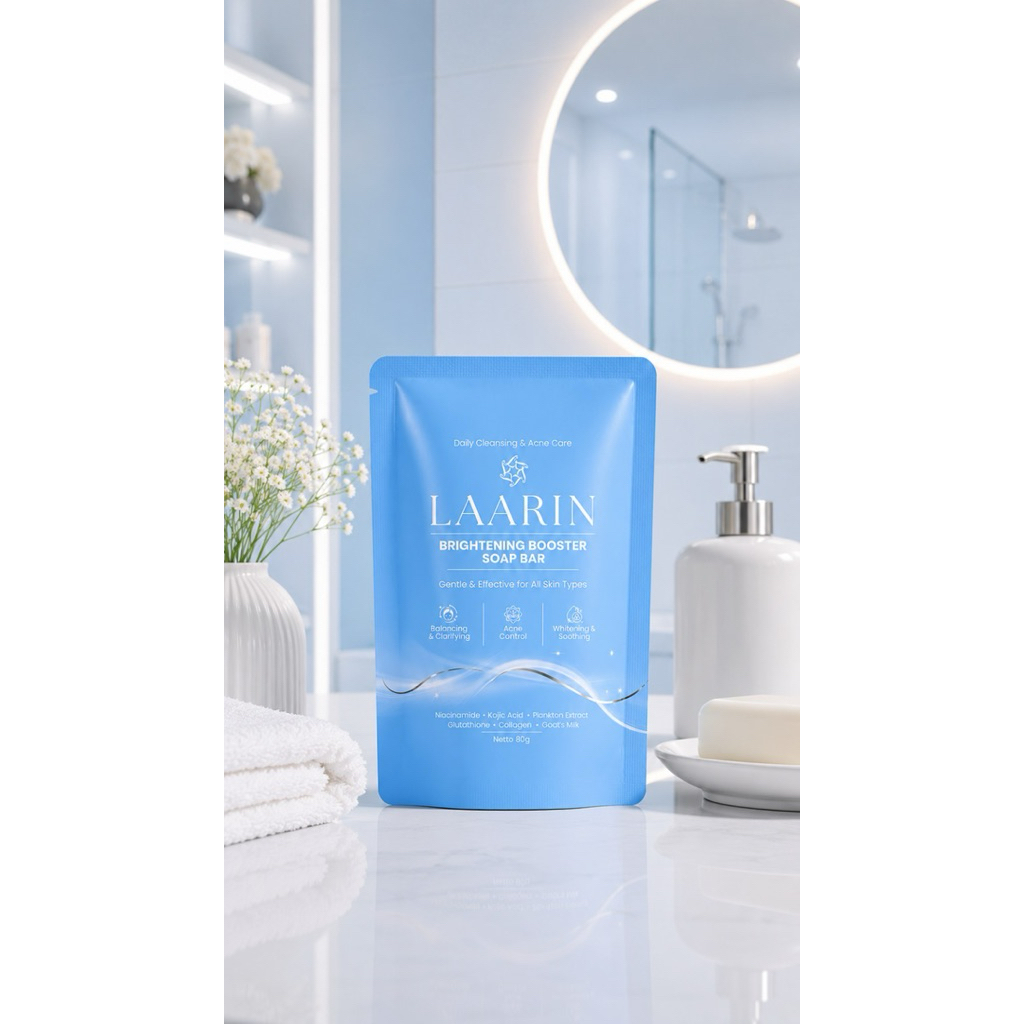 LAARIN Brightening Booster Soap Bar with Niacinamide KojicAcid PlanktonExtract Glutathione Collagen 