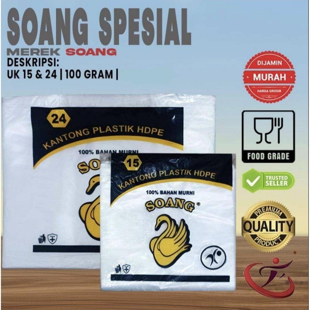 Plastik kresek bening 100 gram merek soang