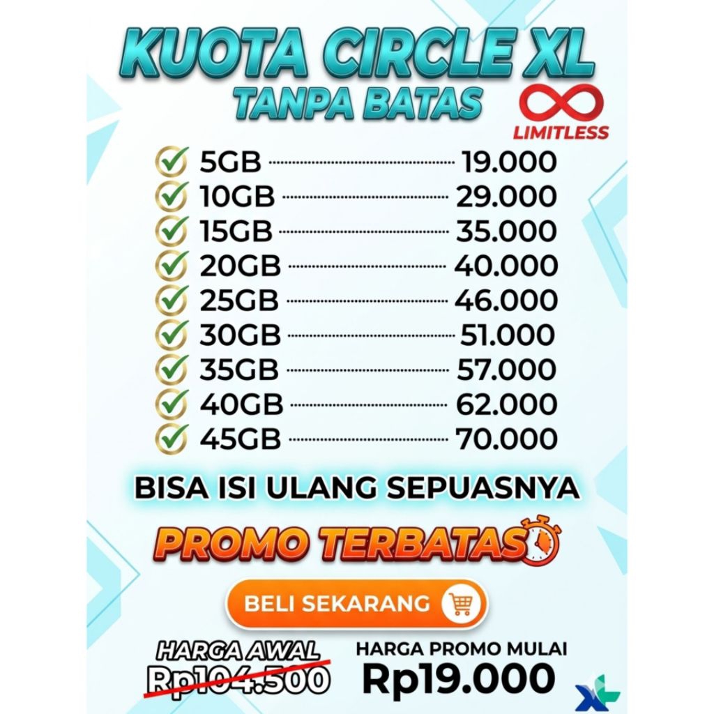 Kuota circle XL Best Seller Terbaru , bisa isi ulang