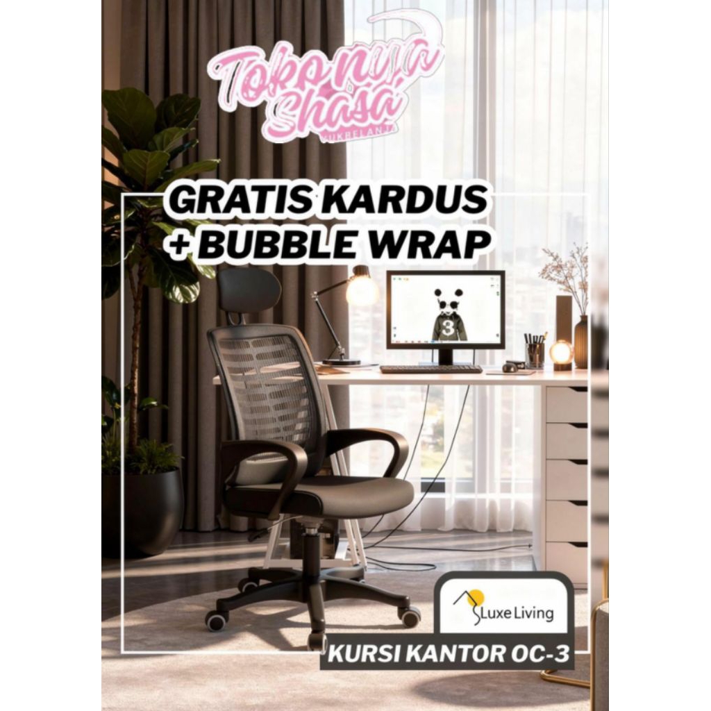 SHASA JAYA FURNITURE, FREE BUBBLEWRAP "SALE" KURSI KANTOR HYDROLIC KURSI KANTOR SANDARAN KEPALA KURS