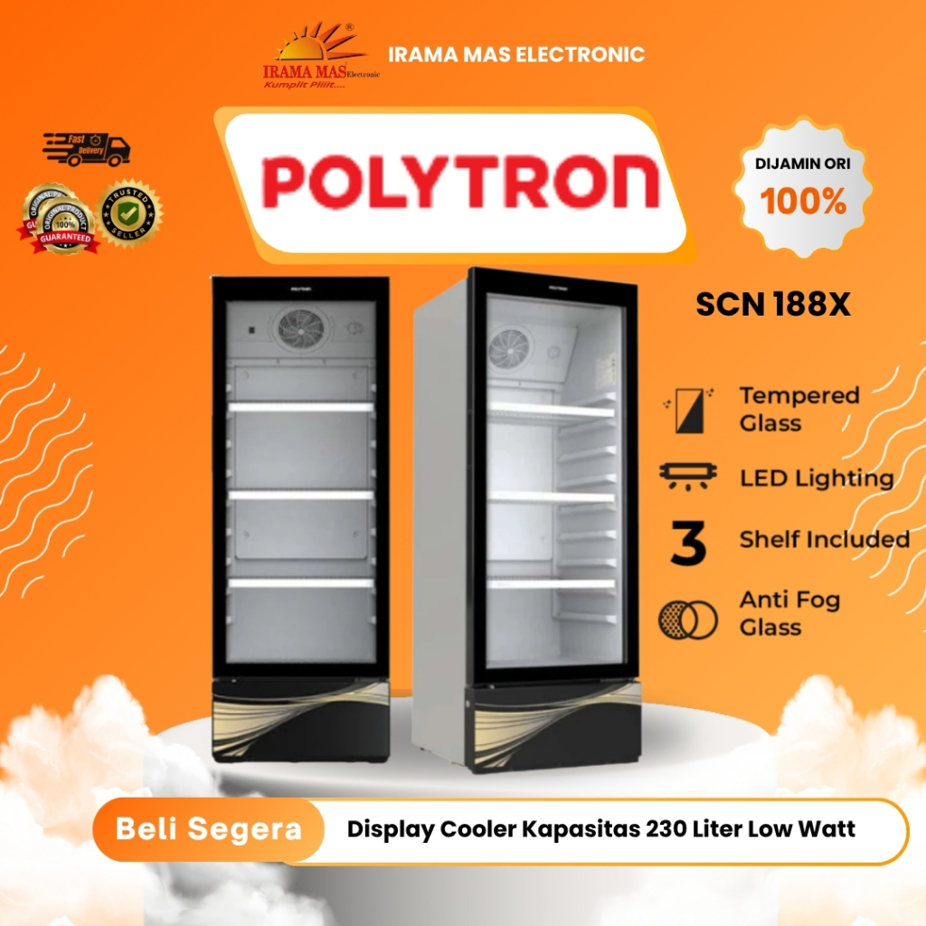 SHOWCASE POLYTRON SCN 188X | Display Cooler Kapasitas 230 Liter Low Watt