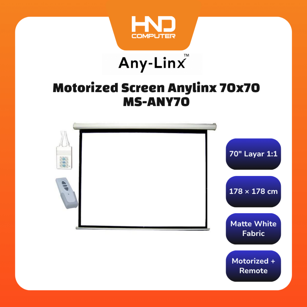 Screen Projector Motorized Layar Proyektor 70 Inch