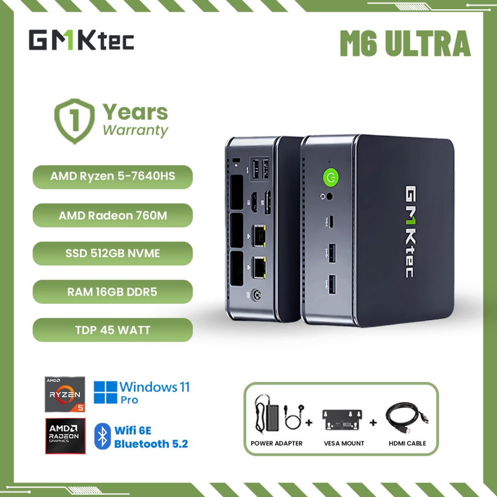 Mini PC Gaming AMD Ryzen 5 7640HS GMKTEC M6 Ultra 32GB RAM DDR5/1TB SSD NVME 4K WINDOWS 11 PRO