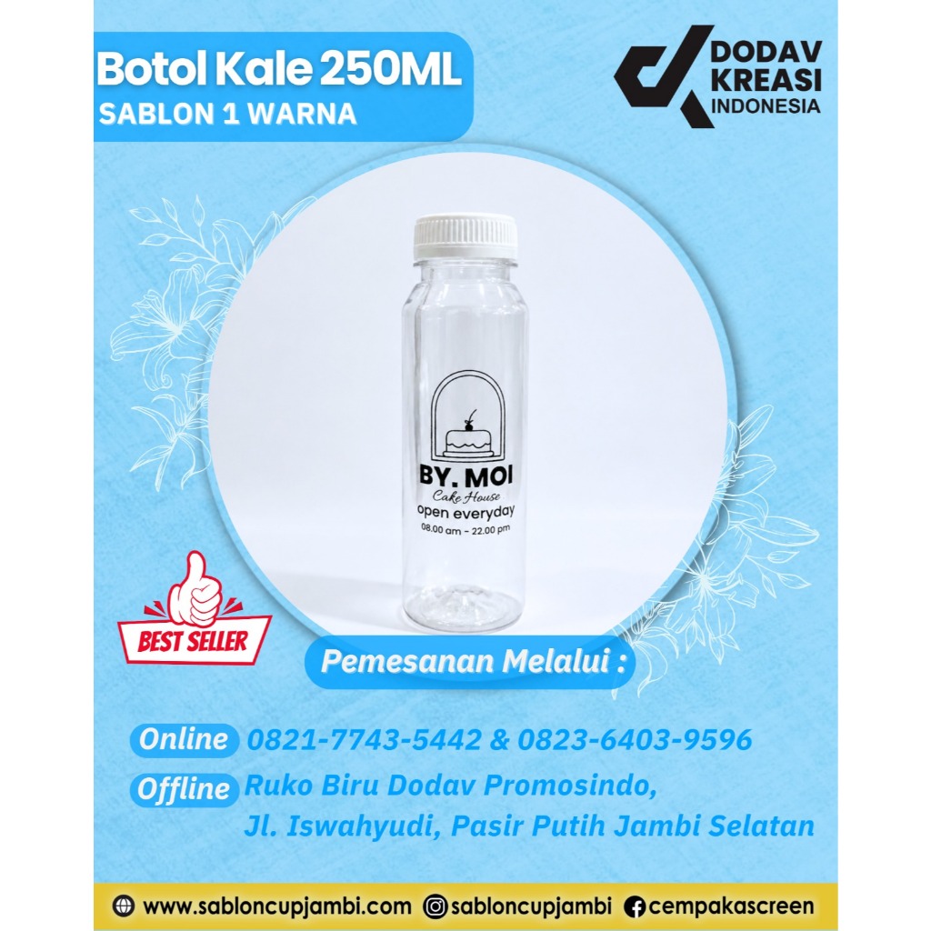 sablon Botol kale tebal uk 250 ml