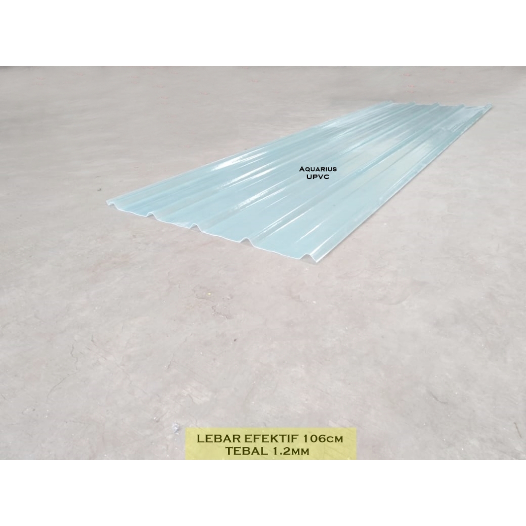 Atap Fiberglass Spandek Spandeck Transparan Bening Clear Gelombang Lebar 100cm Tebal 1.2mm Rumah Kan