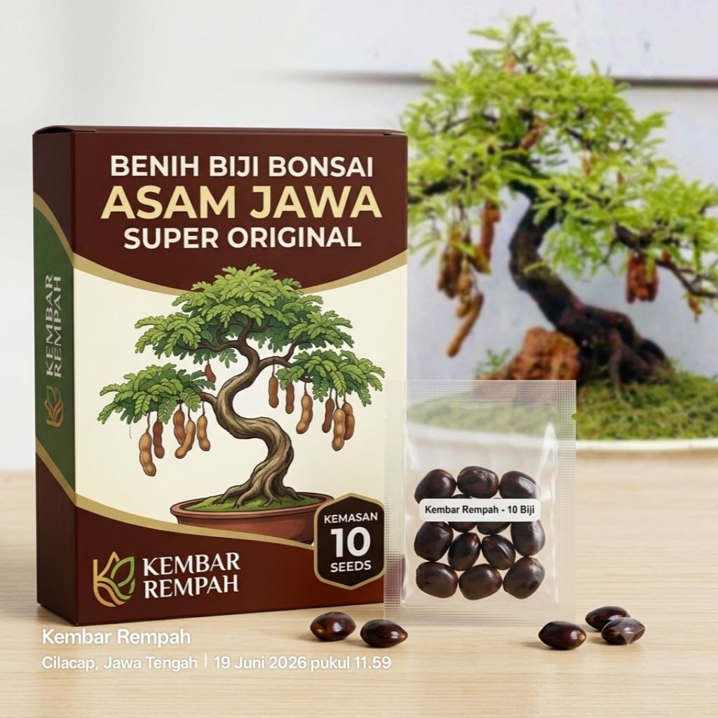 Benih biji bonsai asem jawa super original kemasan 10 seeds