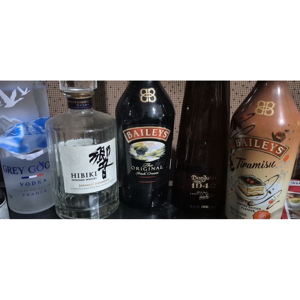 harga utk 5 botol kosong hibiki baileys grey goose don julio koleksi minuman pajangan