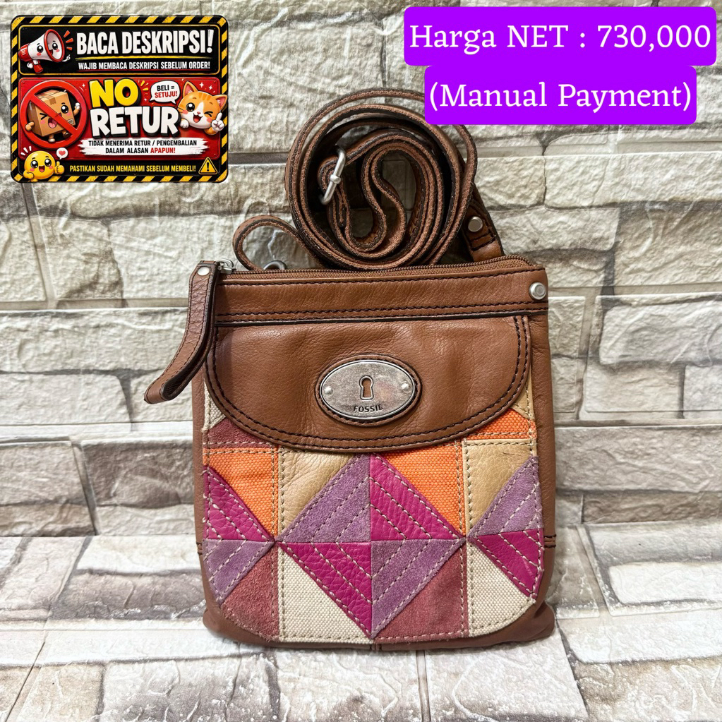 760# NET-Preloved Fossil Maddox Crossbody Small Patcwork PW