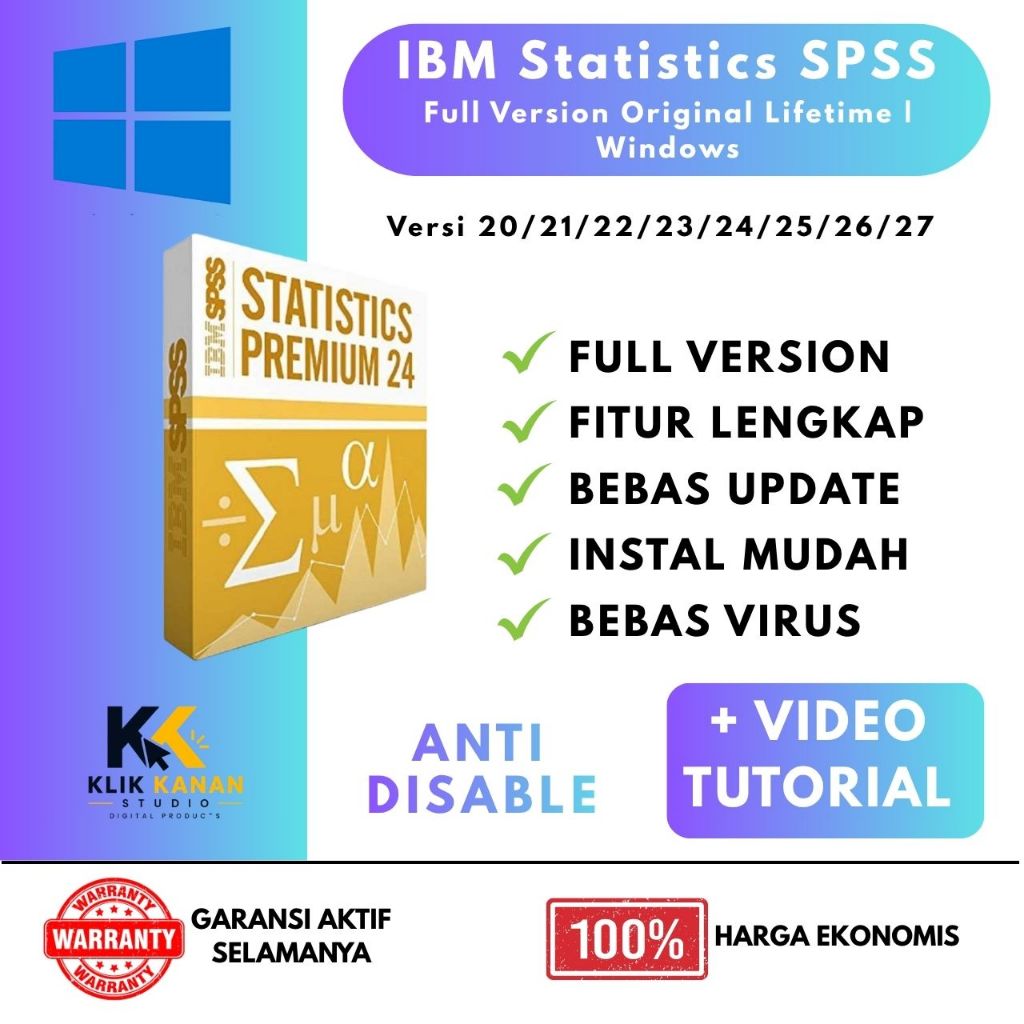 Software Statistik SPSS 25 26 27  Permanen Aktiv Selamanya