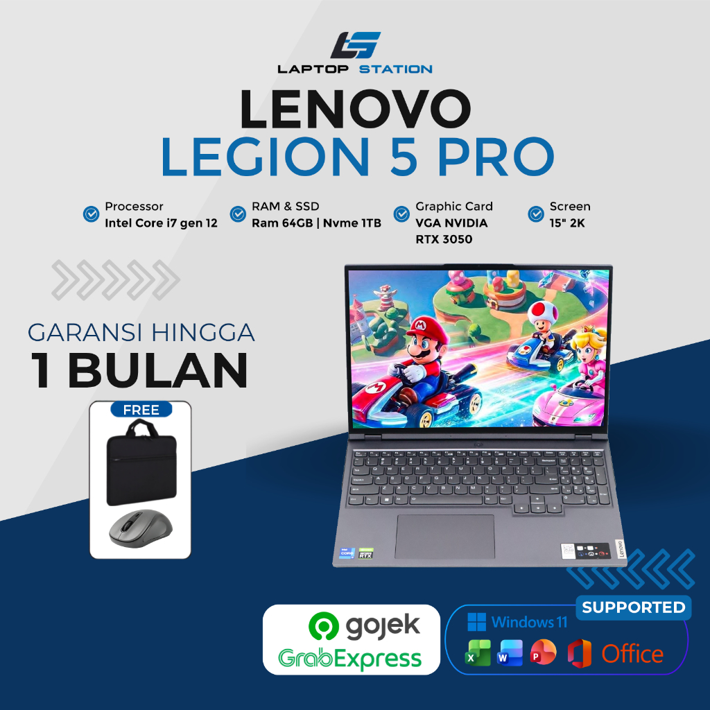 [Laptop Station] Laptop Lenovo Legion 5 Pro Core i7 Gen 12 | RTX 3050 | Cocok Gaming & Editing Berat