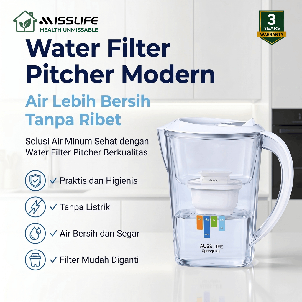 MISS LIFE Filter Air Teko Penyaring Air Anti Keruh Kuning Bau Pasir dan Kapur Cocok untuk Air Sumur 