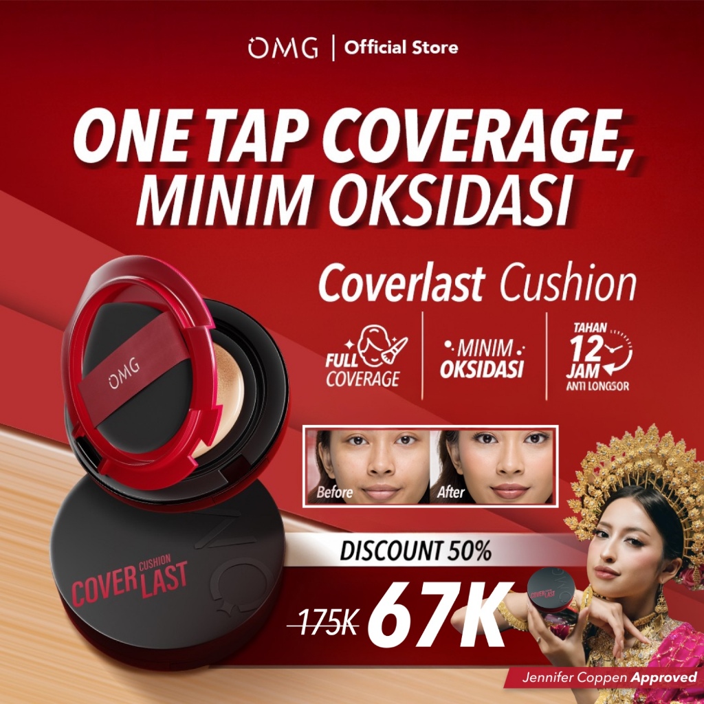 [EXCLUSIVE CREATOR] OMG Oh My Glam Coverlast Cushion 15g - Cushion Foundation Concealer Skin Tint Ma