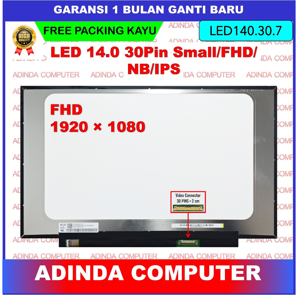 LCD LED 14 14.0 Inch 30 Pin Small Full HD FHD B140HAN03.0