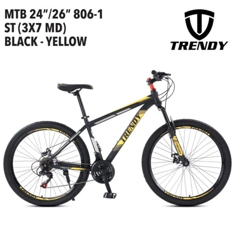 Sepeda Gunung MTB 26 Inch Trendy 806 Rem Cakram Frame Besi