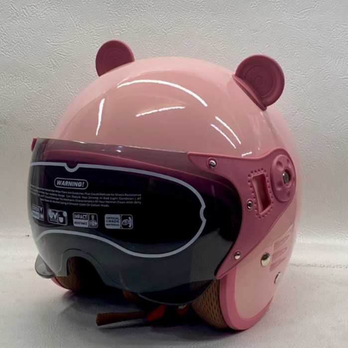Helm Bogo Retro Fantays V1 Kaca Pilot Bipplast Kuping Kucing Helm Hijab Wanita Cepol Original SNI