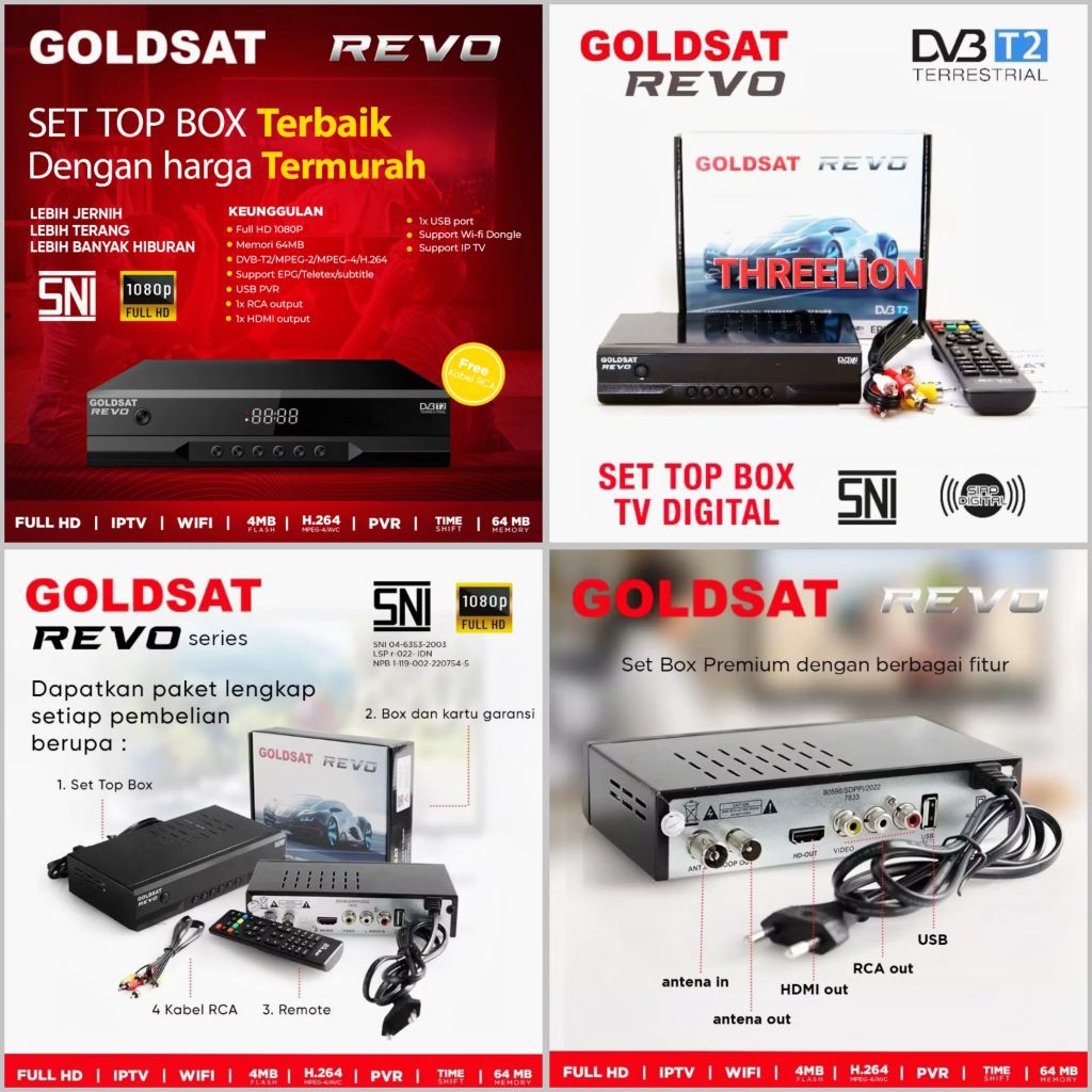 Receiver Digital UHF RX Set top box Goldsat Revo Full HD remot bisa MNC Emtek group dan TVRI nonton 