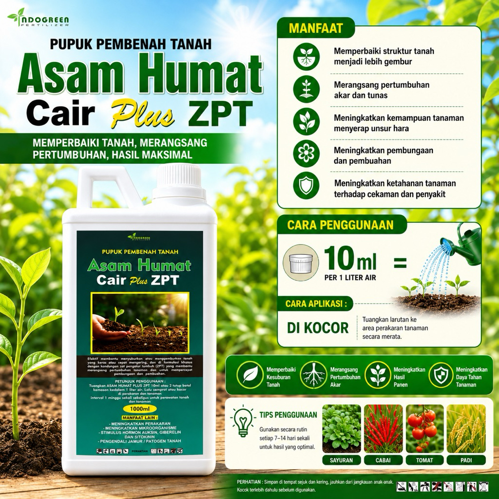 pupuk organik asam humat cair plus zpt 1liter