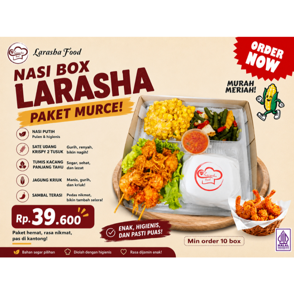 Jual Nasi Box/Paket Nasi Sate Udang Crispy/Nasi Box Depok Murah