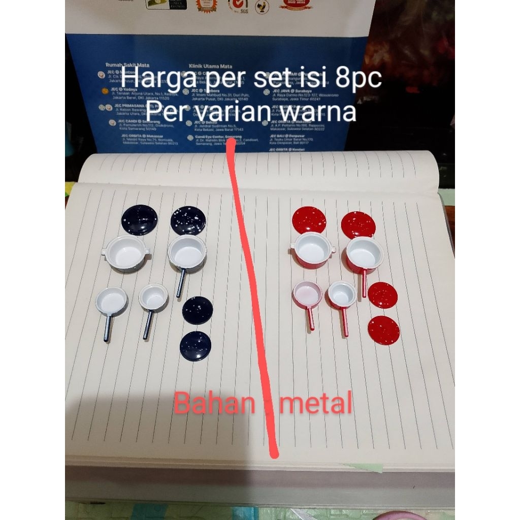 Miniatur Panci Model Teflon 8pc/Set Bahan Metal