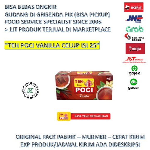 Teh Celup Cap Poci Vanilla Merah isi 25pcs Sachet
