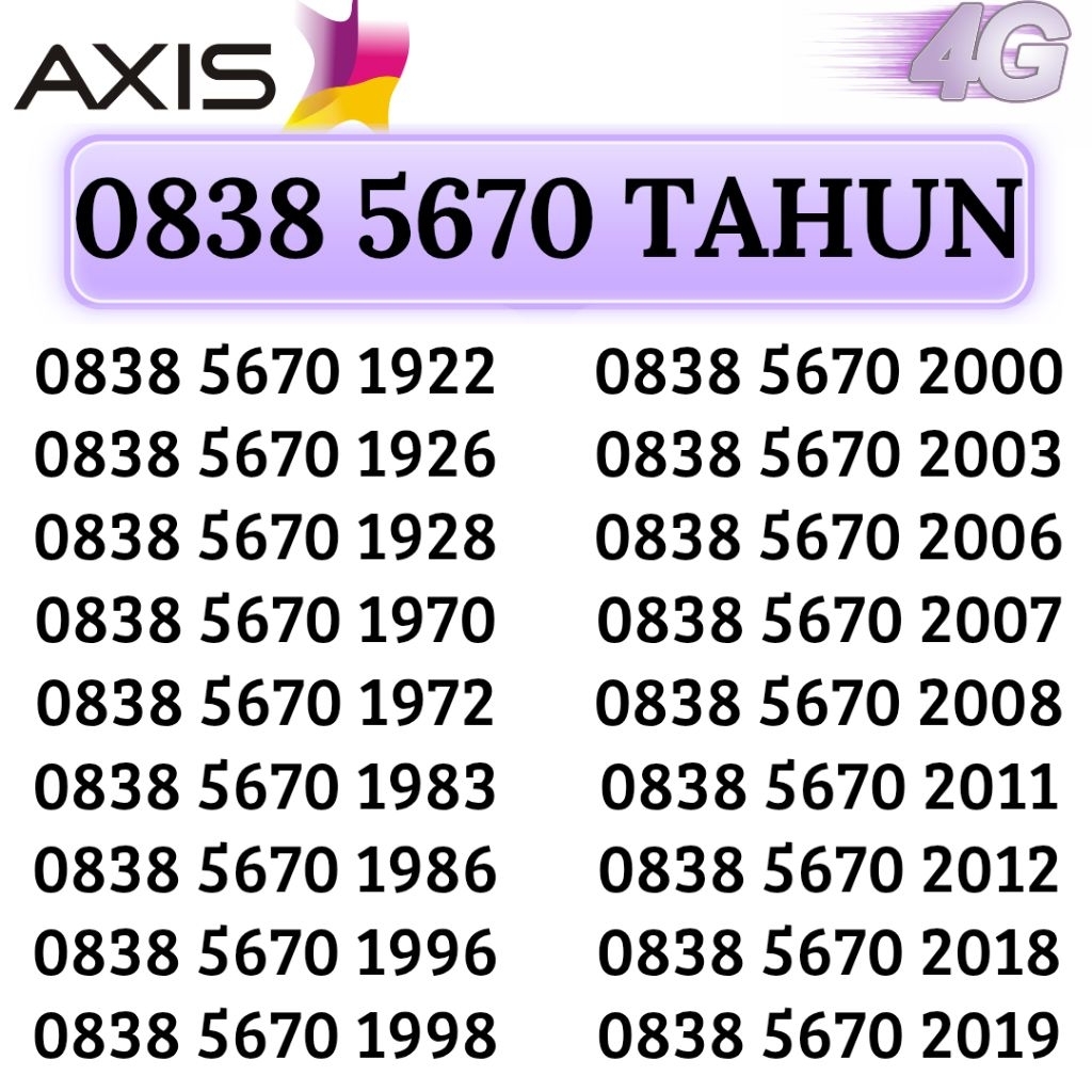 KARTU AXIS - NOMOR CANTIK AXIS TAHUN LAHIR KARTU AXIS NOMOR XL KARTU PERDANA KUOTA 3 GB NOMOR CANTIK