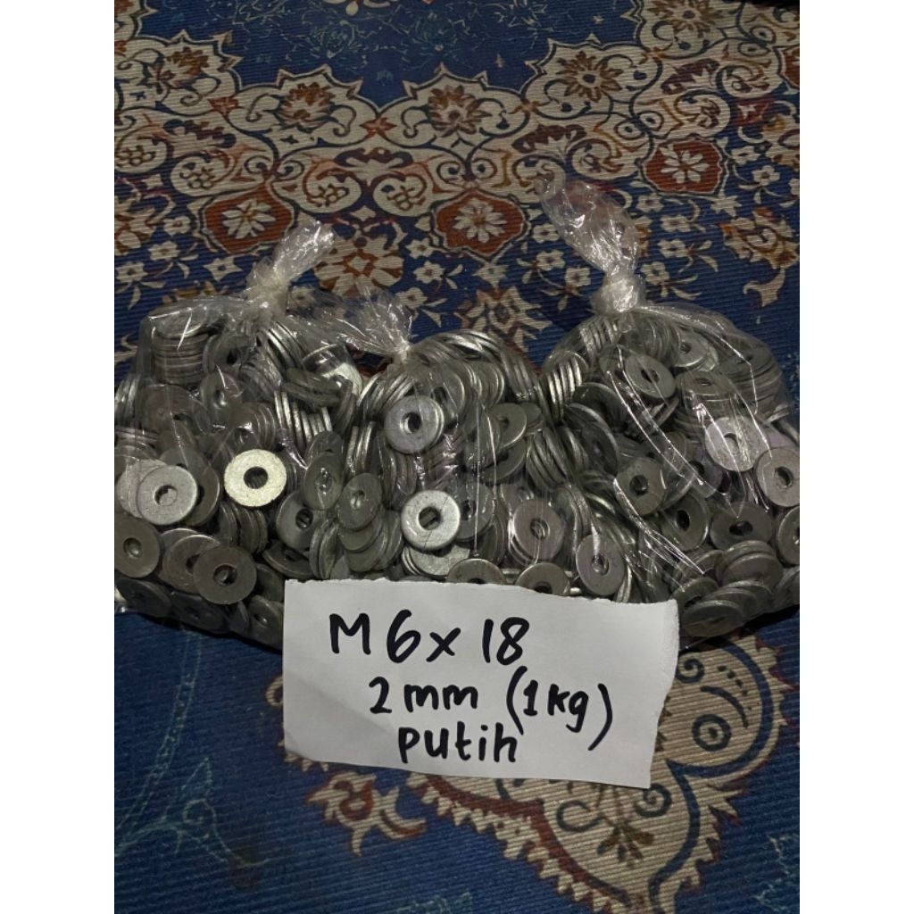 Ring Plat M6×18 (Putih) Tebal 2mm ,,,, Harga Untuk 1kg